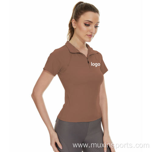 Brown Nylon Soft Standing Collar Riding Tops